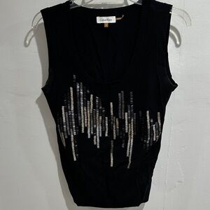 Calvin Klein Black Tank Top with Metallic Accents